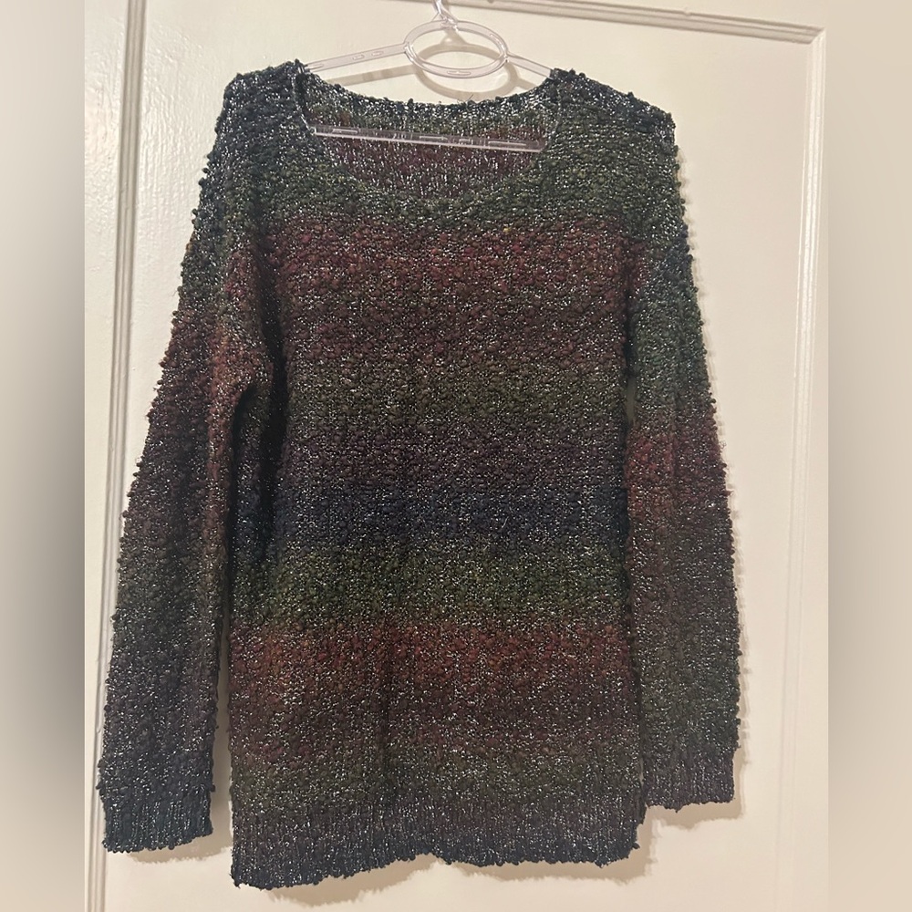 Topshop Red and Green Crew Neck Sweater